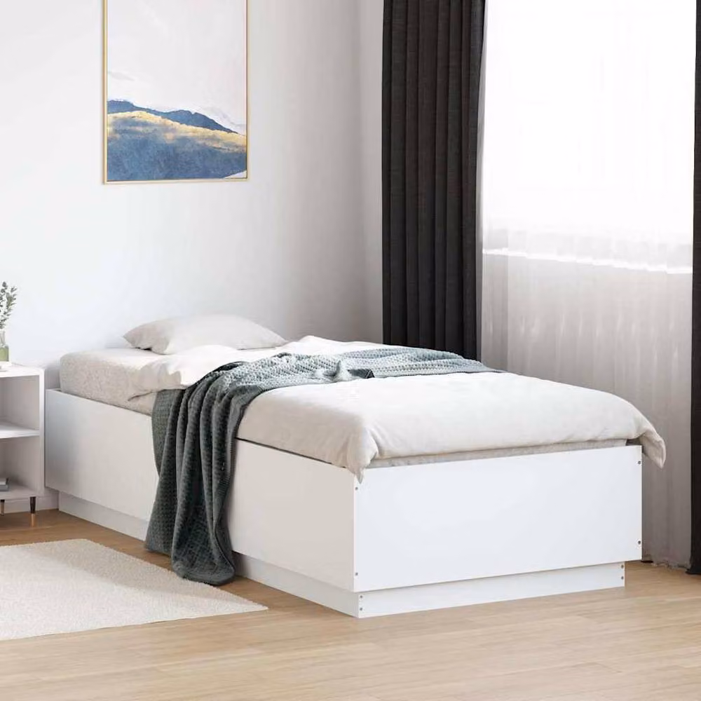Berkfield Home Modern Bed Frame in White, W/D/H: 100 x 200 x 40 cm – 2