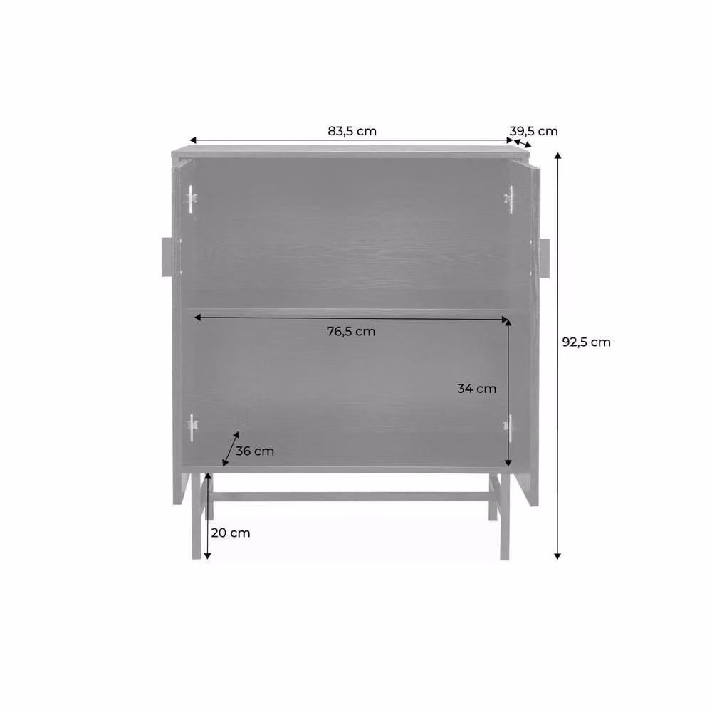 Sweekeek Modern Wooden-effect Sideboard with Black Grooves and Metal Accents – 2