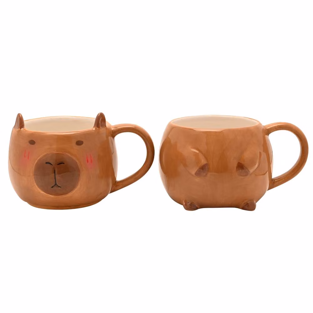 The Feel Good Club Brown Ceramic Capybara Stackable Mug – 3