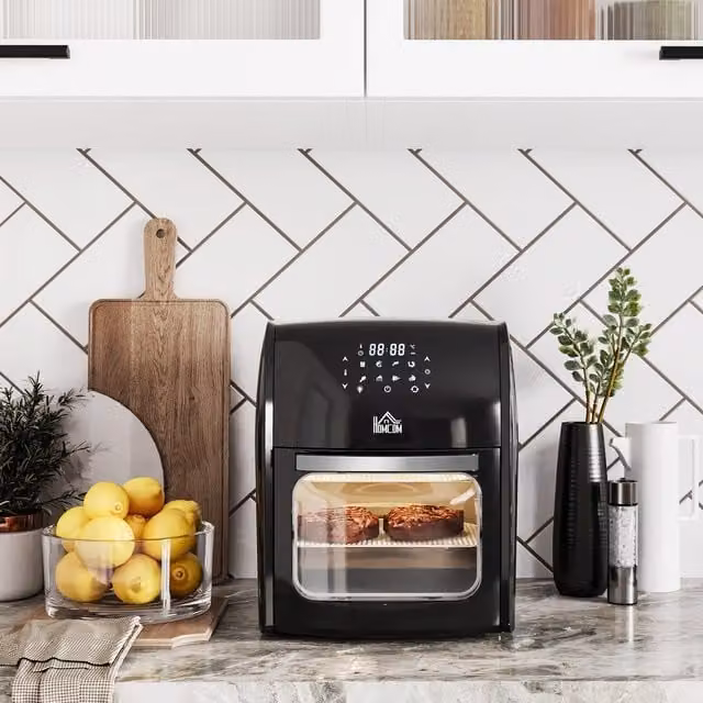 HOMCOM 12L 8-in-1 Digital Air Fryer Oven with Hot Air Function, 1800W, Black