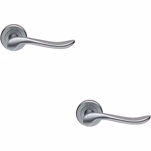 Loops 2 Pack Scroll Shaped Lever Handles on Round Rose with Concealed Fixings in Satin Chrome – 1