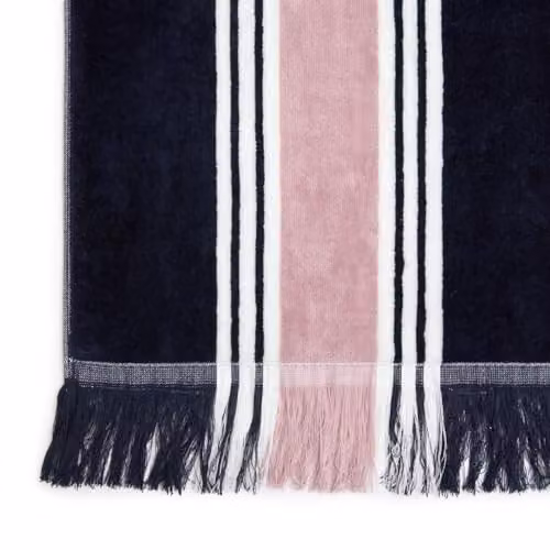 Christy College Striped Cotton Beach Towel in Navy Blue, W: 100 cm, L: 180 cm – 3