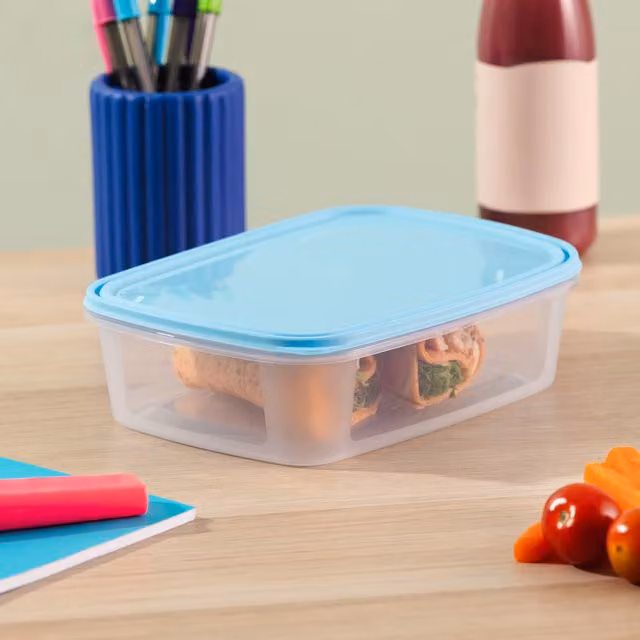 Wham Blue Transparent Plastic Food Boxes with Snap Lids, Pack of 4