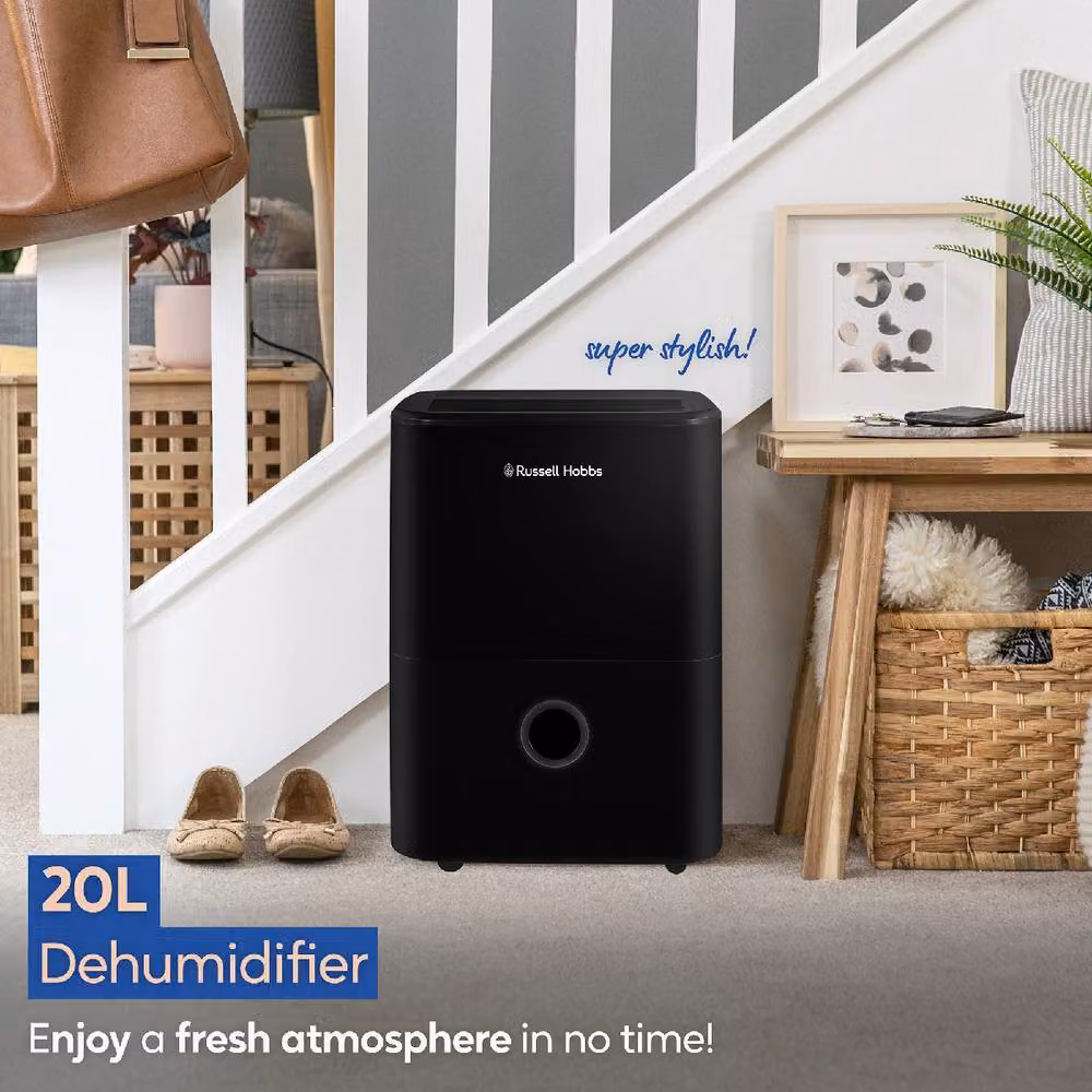 Russell Hobbs RHDH2002 Dehumidifier in Black, 20L/Day Capacity for Damp, Mould and Clothes Drying in Rooms up to 50m2 – 4