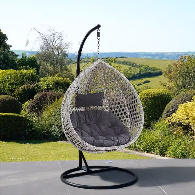 Artemis Home Abingdon Hanging Single Egg Pod Swing Chair in Dark Grey