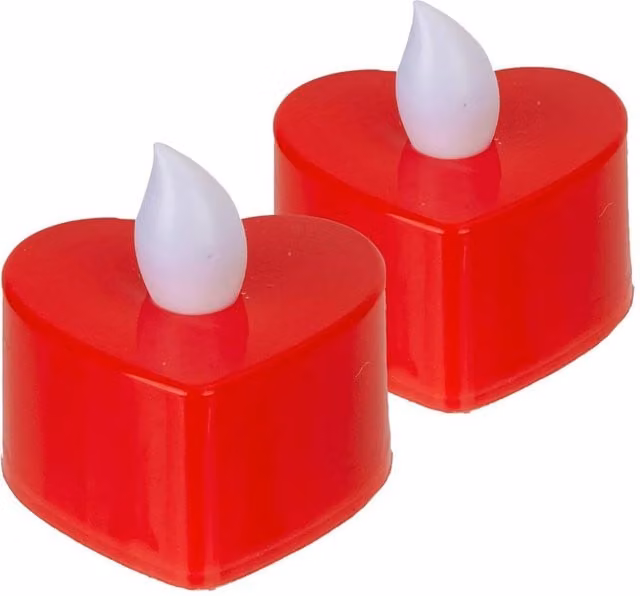 VFM e-Store Heart Shaped Red Tea Light Candles, 2-Pack – 1