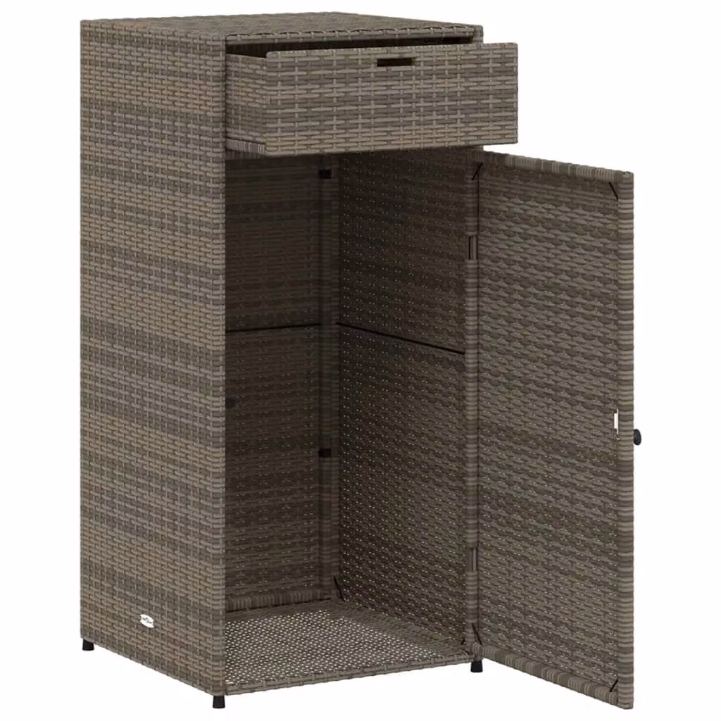 Berkfield Home Grey Poly Rattan Garden Storage Cabinet with Hinged Doors, W/D/H: 55 x 55 x 111 cm – 3