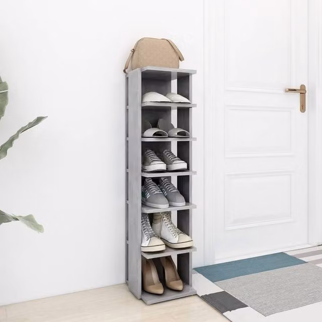 Berkfield Home Modern Grey Shoe Cabinet with Internal Shelves, W/D/H: 27.5 x 27.0 x 102.0 cm