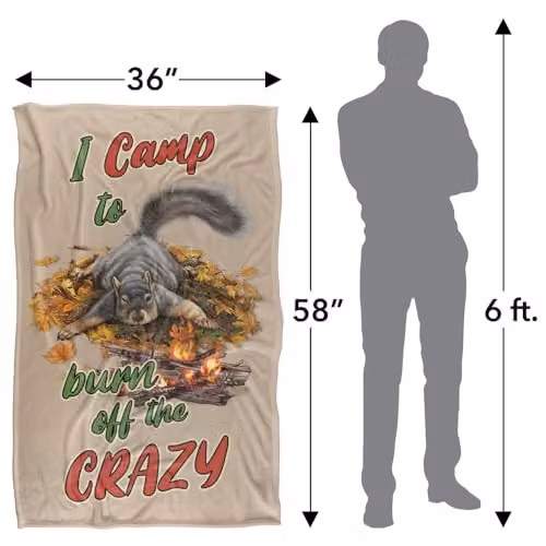 JQ Licensing James Piazza Crazy For Camping Squirrel Super Soft Fleece Throw Blanket, Multicolour, W: 91 cm, D: 147 cm – 2