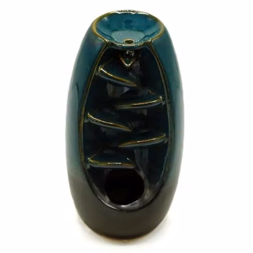 KDMD Serine Oval Cascade Backflow Incense Burner in Green Ceramic – 1