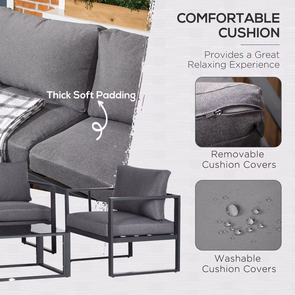 Wyld Haus Luro 4 Seater Grey Garden Sofa Set with One Two Seater and Two Armchairs – 5