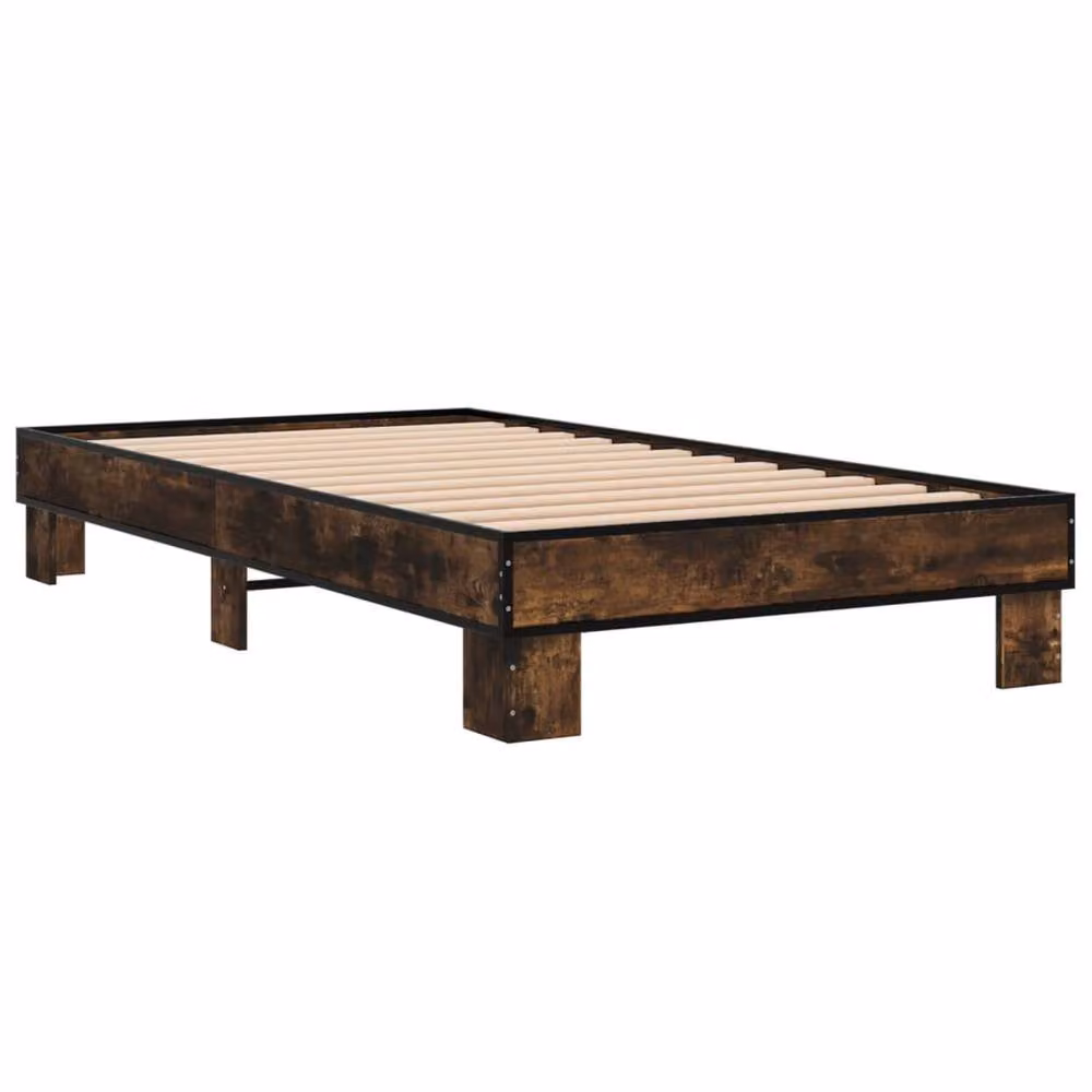 Berkfield Home Smoked Oak Bed Frame in Brown, W/D/H: 100 x 200 cm – 3
