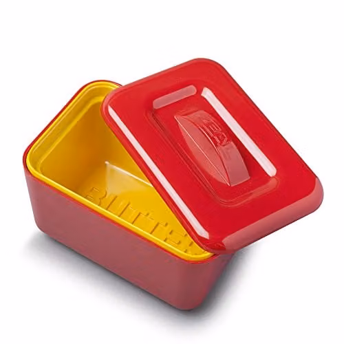 Zeal Melamine Insulated Butter Dish with Lid, Red