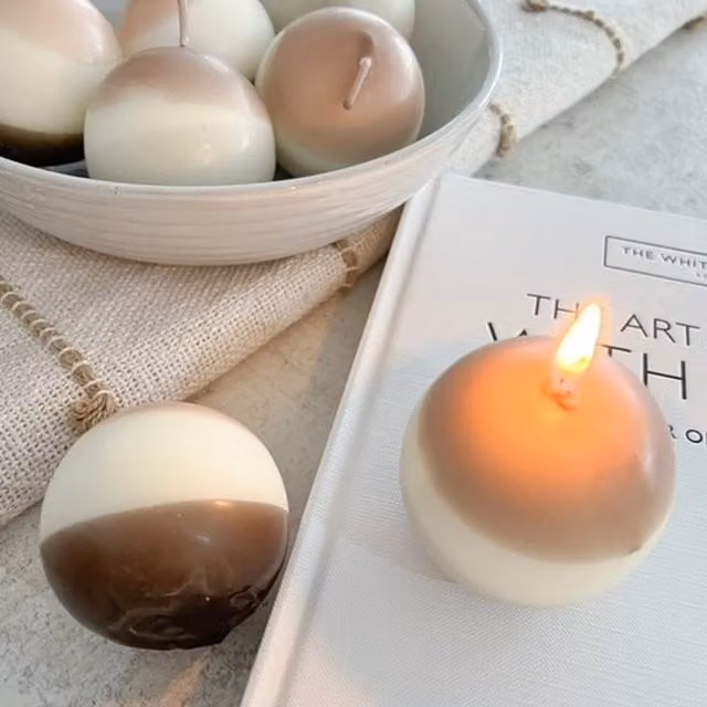 Marco Paul Sphere Candle Set of 3 in Brown