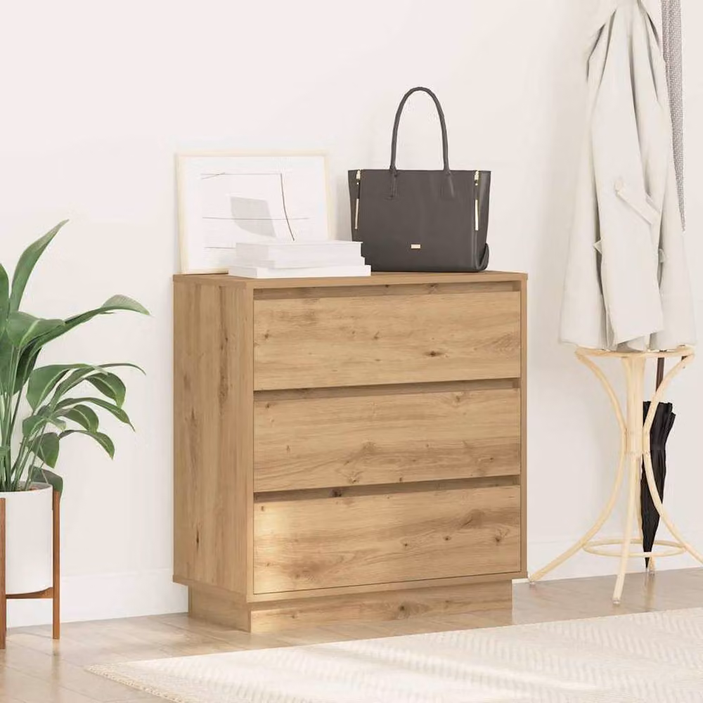 Berkfield Home Beautiful Bedside Cabinet with Integrated LED in Artisan Oak Brown, W/D/H: 34.5 x 34.5 x 75 cm – 2