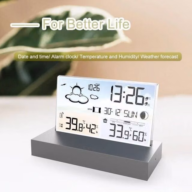PAWNORA Indoor Outdoor Weather Clock Sensor in Grey – 1