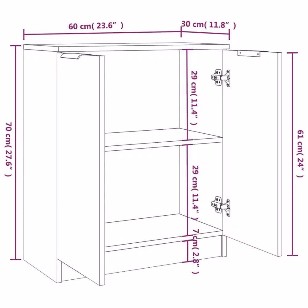 Berkfield Home Set of 2 Modern Grey Sonoma Sideboards, W/D/H: 60 x 30 x 70 cm – 3
