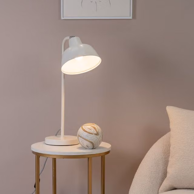 ValueLights White Metal Retro Dome Desk Lamp – 1