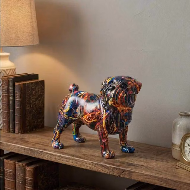 Garden Greatness Supernova Standing Pug Ceramic Ornament, Multicolour, H 25.0 cm x W 25.0 cm x D 25.0 cm – 2