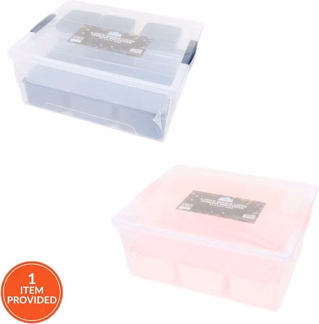 i-doodle essentials 9 Piece Double Layer Transparent Plastic Multi-Compartment Storage Organiser