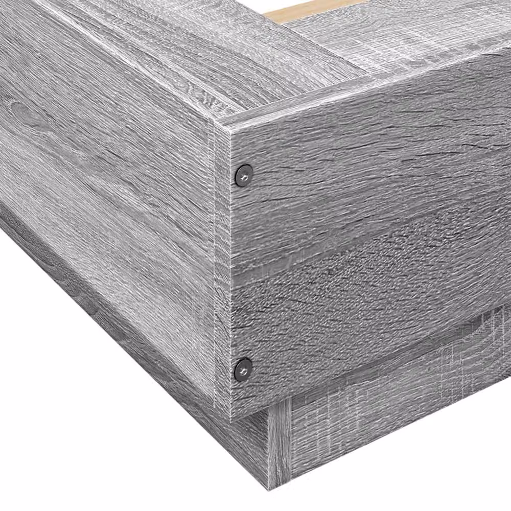 Berkfield Home Grey Sonoma Bed Frame with LED Under-Bed Lighting and USB Charging Port, W/D/H: 200 x 200 cm – 4