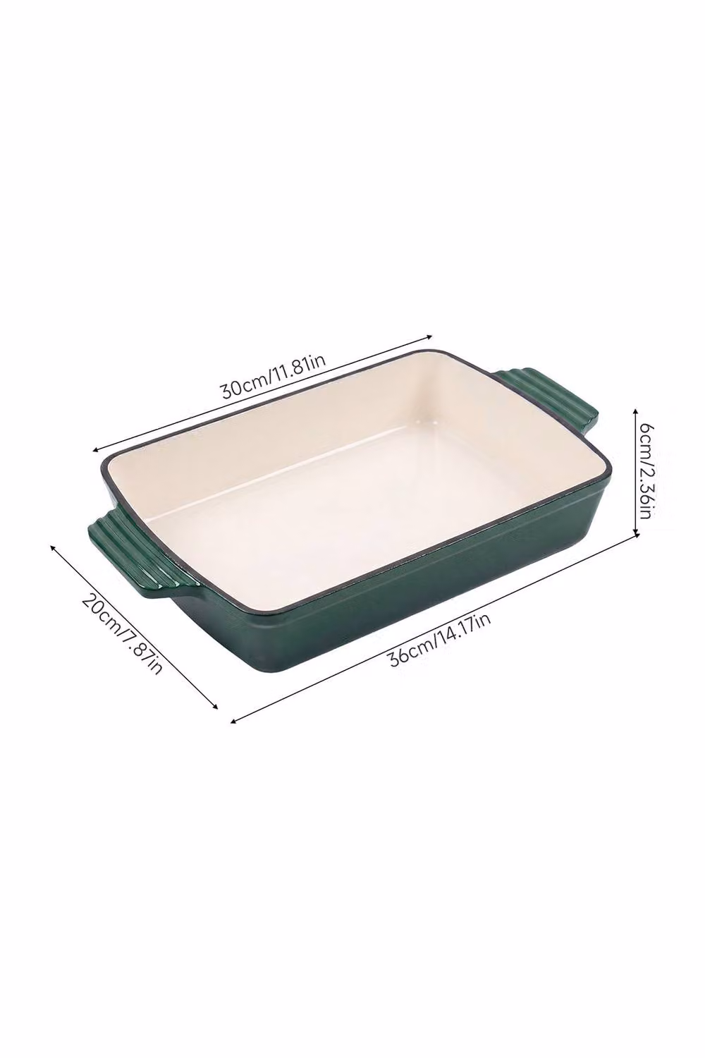 Living and Home Enamelled Cast Iron Roasting Pan, Green, 3 l – 3