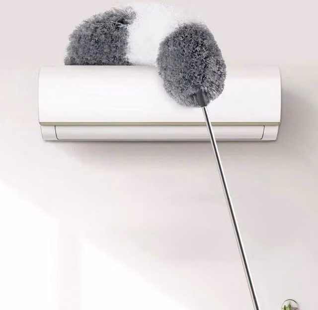 NESTLUNE Grey and White Feather Duster with 280 cm Telescopic Handle, W/D/H: 100 x 15 x 15 cm