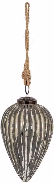 Lemon Pavilion Grey Metallic Collection Large Cone Bauble in Silver, W9 x D9 x H15 cm