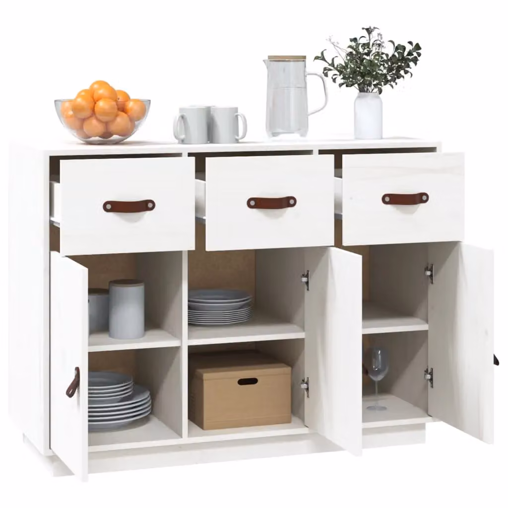 Berkfield Home White Rustic Solid Wood Pine Sideboard W/D/H: 100 x 40 x 75 cm – 2