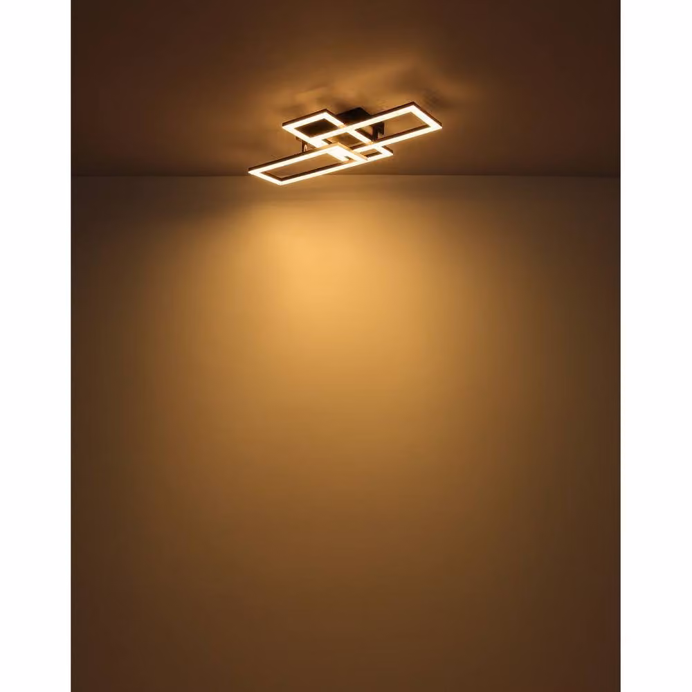 Netlighting Globo Lighting Adjustable Rectangular LED Ceiling Light in Black and Transparent Crystal, 24W, 3000K, W: 34 cm, D: 61.4 cm, H: 9.3 cm – 8