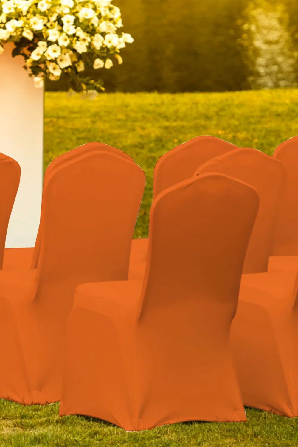Neel Blue Orange Spandex Arched Front Dining Chair Slipcovers, Stretchable and Washable Fabric – 4