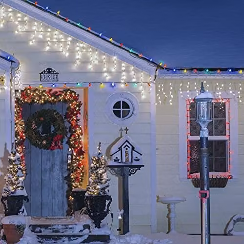 The Christmas Workshop 480 LED Icicle Christmas Lights in Bright White, 11.5 Metres, Mains Powered for Indoor and Outdoor Use – 1
