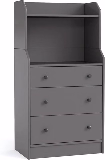 VOGREX Grey 3-Drawer Dresser Storage Organiser with Shelves – 1