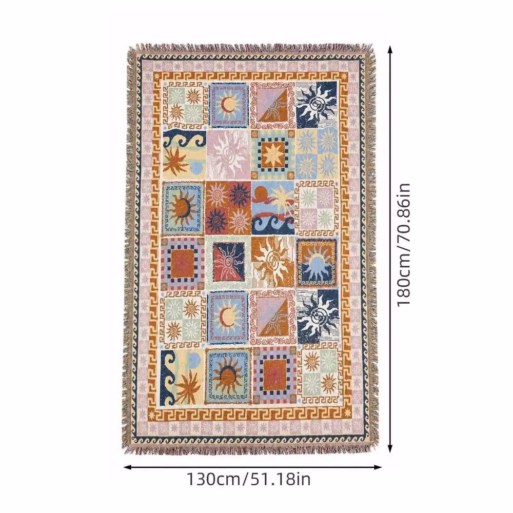 SPETLEK Multicolour Boho Patchwork Picnic Blanket, W 180 cm x D 130 cm – 2