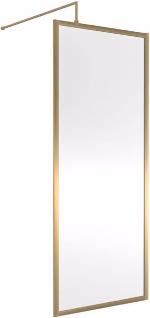 Balterley 8mm Clear Glass Wetroom Screen and Support Bar in Gold, W: 76 cm – 1