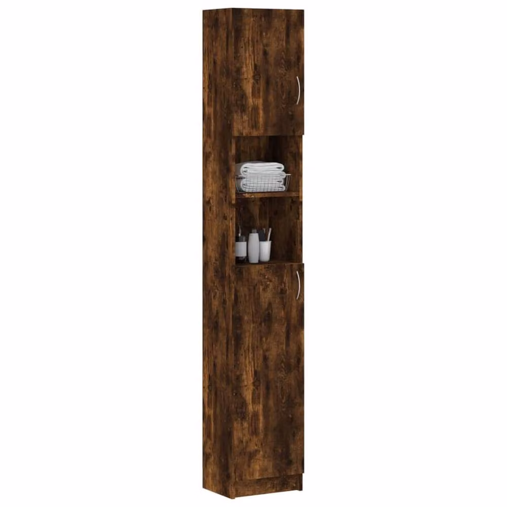 Berkfield Home Smoked Oak Bathroom Cabinet, Brown, W/D/H: 32 x 25.5 x 190 cm – 3