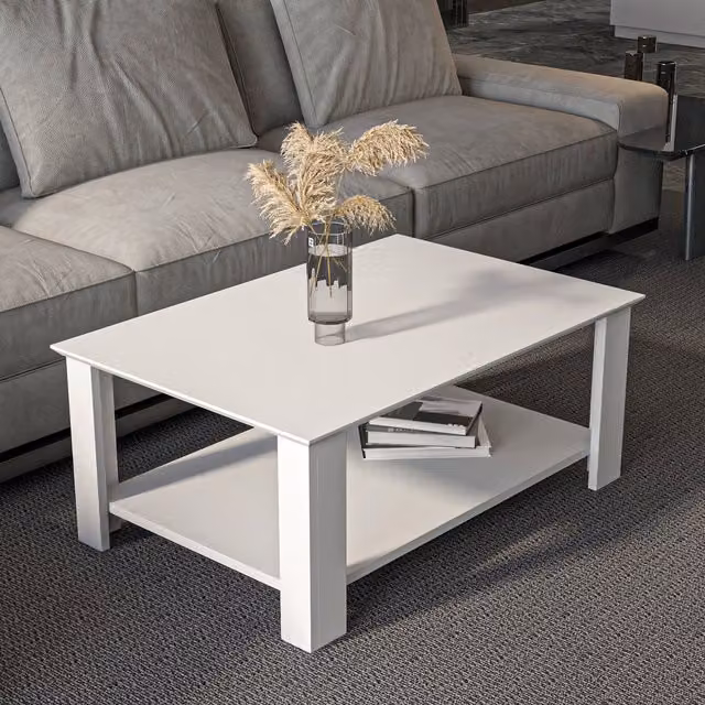 Decorotika Leroy Modern Rectangular Coffee Table in White Matt MDF