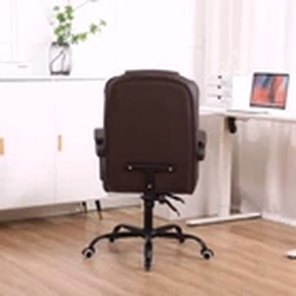 EONLION Brown Faux Leather Reclining Executive Office Chair with Armrests and 360 Degree Swivel – 3
