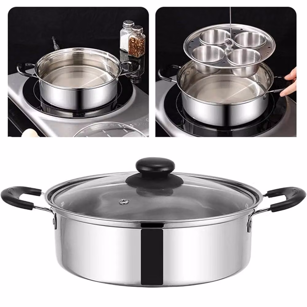 Nordara Stainless Steel Egg Poaching Pan with Glass Lid in Silver – 4