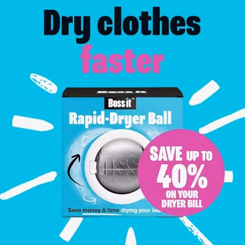 Boss It Rapid Dry Tumble Dryer Balls in Metallic Silver, 2 Pack – 3
