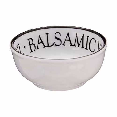 Orsina Set of 2 White Porcelain Dipping Bowls with Black Lettering