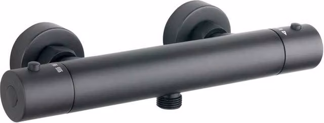 Bathroom Kingdom Menai Matt Black Round Thermostatic Shower Bar Valve