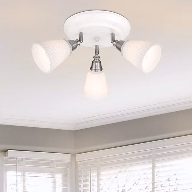 COSYLYTE Leverton 3 Light Round Plate Glass Spotlight in White
