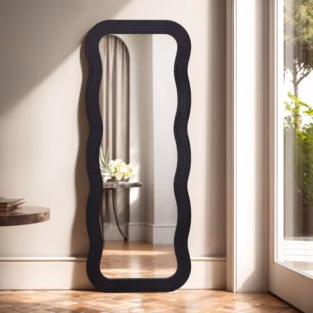 Home Garden Direct Paola Wavy Full Length Mirror in Black, W/H: 70 x 180 cm