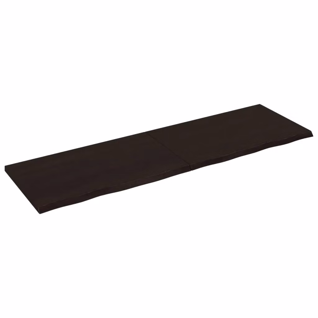 Berkfield Home Bathroom Countertop, Dark Brown and Grey Treated Solid Wood, W: 200 cm, D: 60 cm, H: 2-4 cm – 1