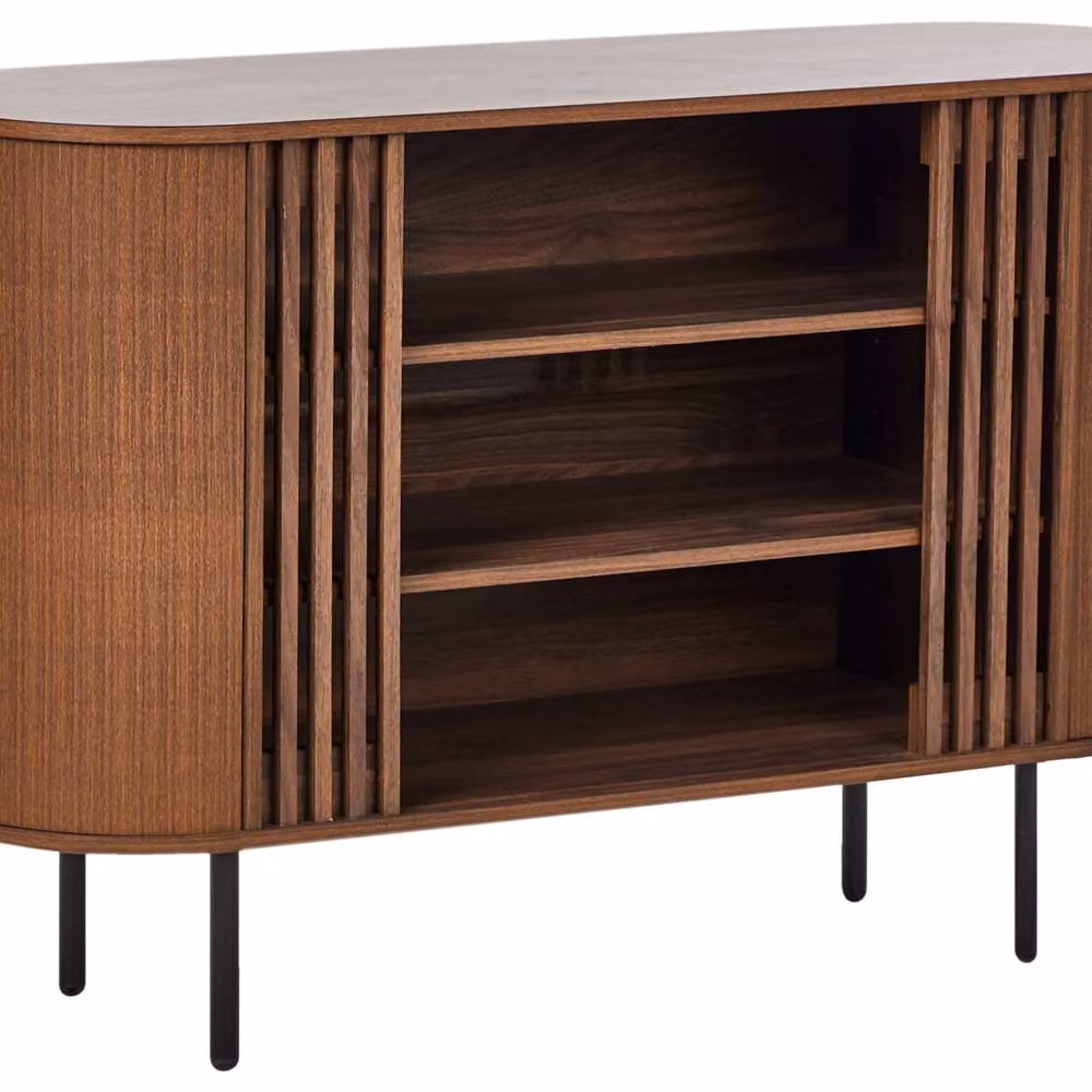 Wyld and Coco Retro Dark Brown MDF Sideboard with Black Metal Legs – 2