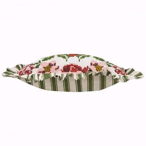 furn. Feeoni Ruffle Floral Cotton Decorative Cushion in Willow Green, Multicolour, W/D/H: 43 x 43 x 43 cm – 4