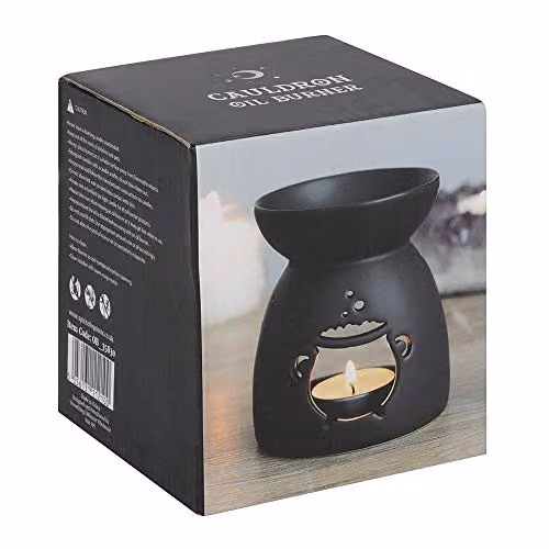 Something Different Black Ceramic Cauldron Cut Out Oil Burner, W: 10.5 cm, D: 9 cm, H: 9 cm – 2