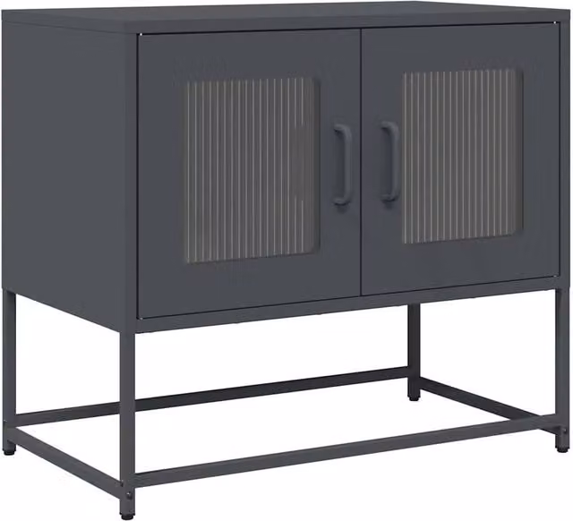 Berkfield Home Anthracite TV Cabinet in Matt Charcoal Metal, W: 68 cm, D: 39 cm, H: 60.5 cm