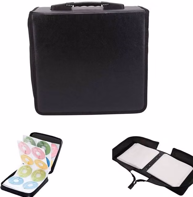 NESTLUNE Black Fabric CD DVD Wallet Storage Album Holder for 400 Discs